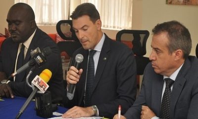 (L-r): Ibi Ikpoki, economic officer, EU Delegate; Filippo Amato, trade counselor and head of Trade and Economic section, EU Delegate to Nigeria & ECOWAS; Juan Juse Otamendi, economic and commercial counselor, Embassy of Spain at the EU Nigeria Business Forum pre-event press briefing in Lagos.